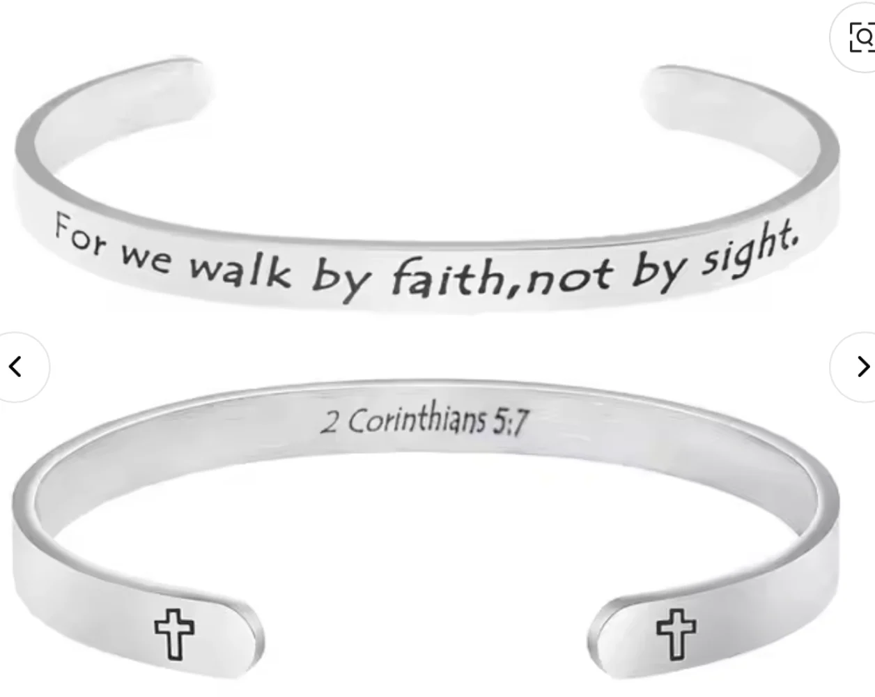 Stainless Steel "Walk By Faith" Cuff Bracelet (1 Per) - Image 2